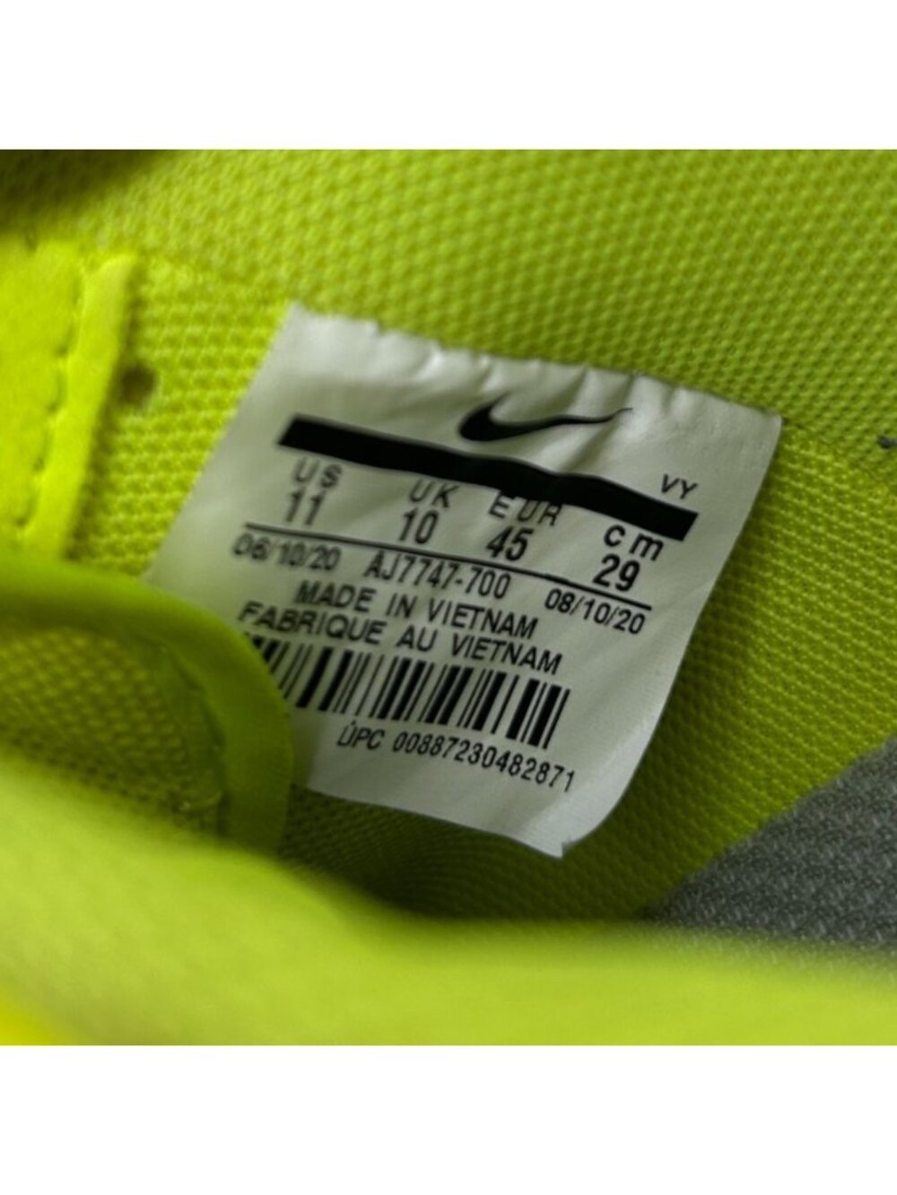 Nike Air Force 1 '07 LV8 Utility Volt Men's Size 11 AJ7747-700 Overbranding - Picture 10 of 12